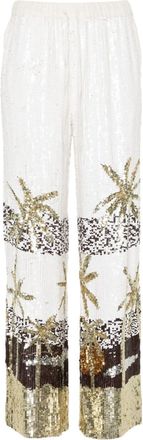 P.A.R.O.S.H. sequined wide-leg trousers - women - Viscose/PVC/Viscose - M - White