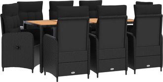 vidaXL Juego De Comedor Para Exteriores 9 Uds. Negro Vidaxl