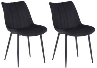 Clp Clp - Set De 2 Sillas De Comedor Rahden En Terciopelo Negro