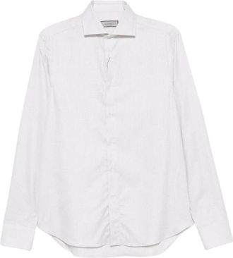 Canali Shirts - Heren - Zakelijke Overhemden - Wit - L - Katoen - Overhemden