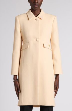 Valentino Garavani Wool Crepe Coat in Beige at Nordstrom, Size 40