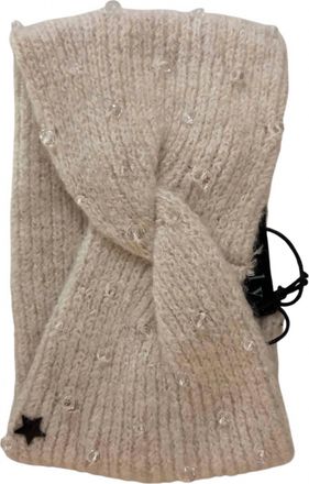 Jocelyn Womens Knit Headband With Hand Sewn Crystal Beads In Ivory