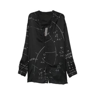 Rick Owens Casual Shirts, male, Black, Size: M V-neck Long Sleeve Shirt