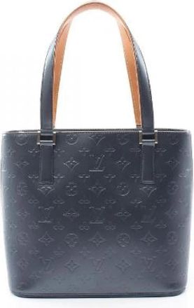 Louis Vuitton Pre-owned Stockton Monogram Mat Handbag - Dames - Vintage Schoudertas - Blauw - ONE Size - Leer - Vintage