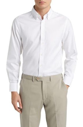 CHARLES TYRWHITT Slim Fit Non-Iron Solid Twill Button-Down Dress Shirt in White at Nordstrom, Size 16 X 35