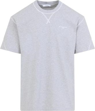Givenchy Tops, Heren, Grijs, S, Katoen, T-shirt met Grosgrain Patch