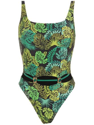 Amir Slama Costume intero con stampa tropicale - Verde