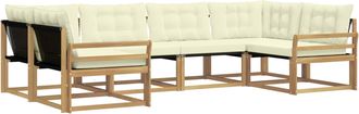 vidaXL Conjunto De Sof&aacute;s De Exterior 6 Uds. Blanco Y Crema Vidaxl