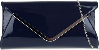 Girly HandBags Womens Glossy Oversized Clutch Bag (Navy)