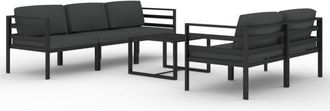 vidaXL Set Muebles De Jard&iacute;n 6 Pzas Y Cojines Aluminio Gris Antracita Vidaxl