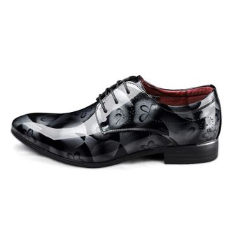 Generic Oxford Shoes for Men Lace Up Brogue Floral Round Toe Derby Shoes Vegan Leather Low Top Non Slip Rubber Sole Slip Resistant Prom(Grau,11.5 UK)