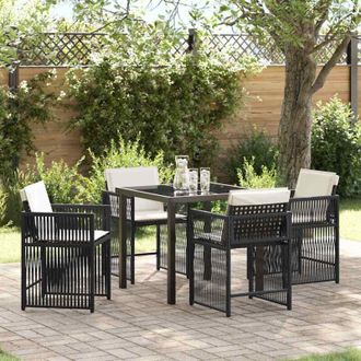 vidaXL Conjunto De Comedor De Jard&iacute;n 5 Pcs Negro Rat&aacute;n Sint&eacute;tico Vidaxl