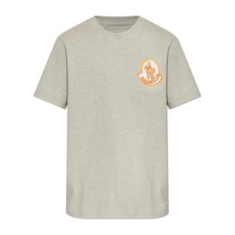 Moncler T-Shirts, male, Gray, Size: XL T-Shirt With Printed Logo