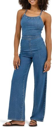 Lee Wide Leg Denim Halter Jumpsuit in Take A Dive at Nordstrom, Size X-Large