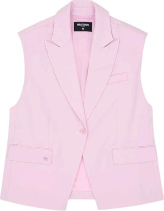 Worst Behavior Klassiek Revers Vest - Dames - Gillet - Roze - S - Kostuums