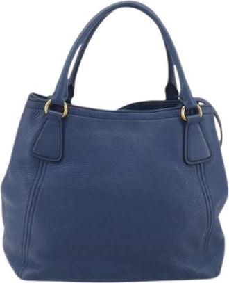 Prada Pre-owned Vintage Tote Bag - Dames - Vintage Shopper - Blauw - ONE Size - Leer - Vintage