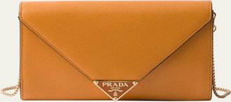 Prada Mini Envelope Flap Saffiano Leather Wallet on Chain