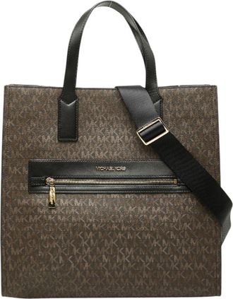 Michael Kors Black Brown Pvc Leather Handbag Shoulder Bag Tote Bag (Pre-Owned)