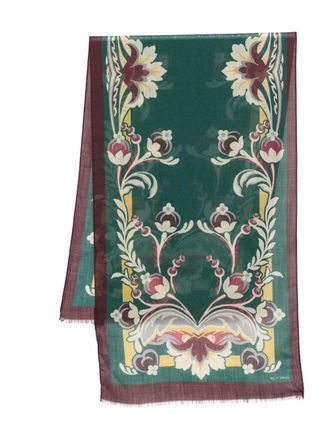 Etro border-detail scarf - women - Cashmere - One Size - Green