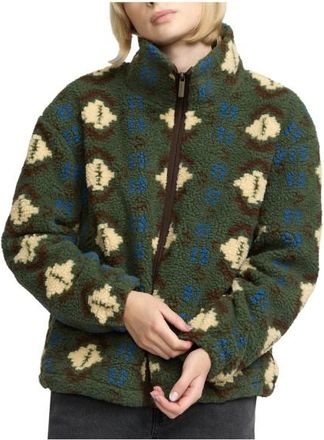 Selfhood Printed Teddy Fleecejacke f&uuml;r Damen | oliv