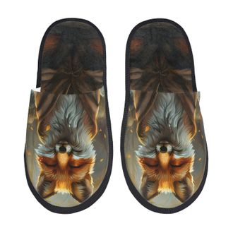 Generic Slipper Streamside Meditating Fox Warm Fluffy Slippers Cozy Indoor Shoes For Ladies Spa Holiday L