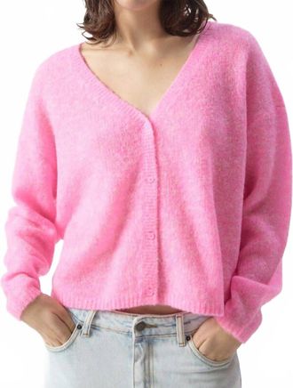 American Vintage Nuggy V-Neck Cardigan In Petunia Fluo Chine