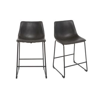 Miliboo Miliboo - Taburete De Bar Vintage Pu Negro 61cm Lote De 2 New Rock