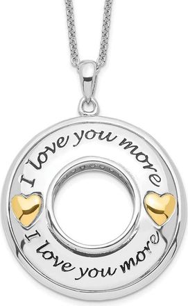 Diamond2Deal Sterling Silver Gold-plated Antiqued Cubic Zirconia I Love You More Necklace