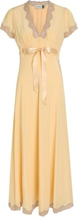 Rixo Rixo Marlice Lace-trim Silk Midi Dress - Yellow - 16 (UK 16 / XL)