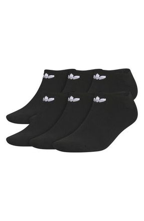 adidas 6-Pack Trefoil 2.0 No-Show Socks in Black/White at Nordstrom, Size Large