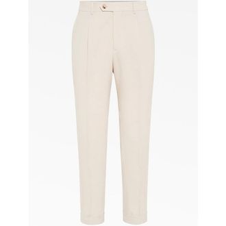 Brunello Cucinelli MenS Cherry Blossom Linen Tailored Trousers, Size 36