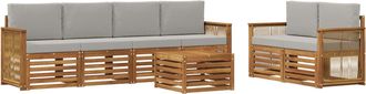 vidaXL Conjunto De Sof&aacute;s De Exterior 7 Uds. Natural Y Gris Claro Vidaxl