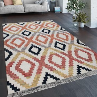 Paco Home Paco Home - Alfombra Sal&oacute;n Bohemia Flecos Tejida A Mano Mezcla Lana Algod&oacute;n Multicolor 240x340 Cm