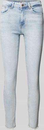 Only Skinny Fit Jeans aus Baumwoll-Mix mit Fransen Modell BLUSH in Jeansblau, Größe XS/32