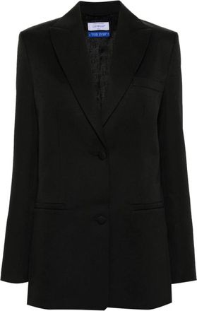 Off-white Single-breasted Virgin Wool Blazer - Dames - Blazers - Zwart - XS - Leer - Jassen