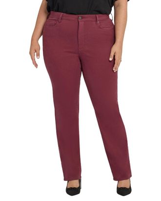 NYDJ Plus Marilyn High-Rise True Burgundy Straight Leg Jean