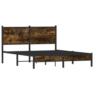 Berkfield Home Metal Bed Frame without Mattress Smoked Oak 140x190 cm in Brown