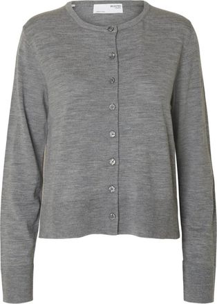 Selected Merino Gebreide Vest - Grijs Melange - Dames - Vesten - Grijs - L - Wol - Truien & Vesten
