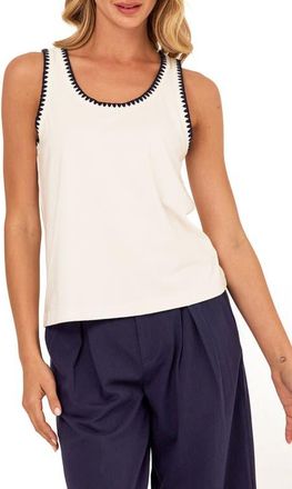 Threads 4 Thought Genevieve Contrast Trim Tank in White at Nordstrom, Size Xx-Large