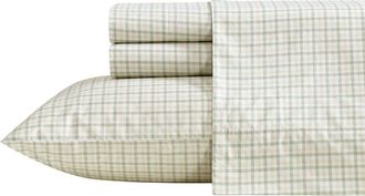 Nautica Calms Seas Gingham 200 Thread Count Cotton Percale Sheet Set in Beige at Nordstrom Rack, Size Twin X-Long