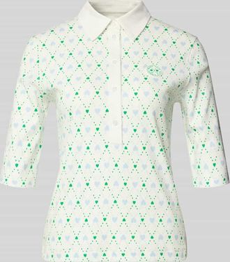 Marc Cain Slim Fit Poloshirt mit Logo-Applikation in Offwhite, Gr&ouml;&szlig;e 34