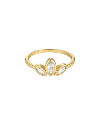 Adornia Adornia 14K Plated Cz 3-Deco Petals Ring