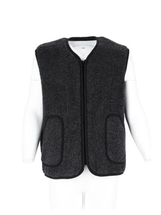 Amish Black Textured Round Neck Vest