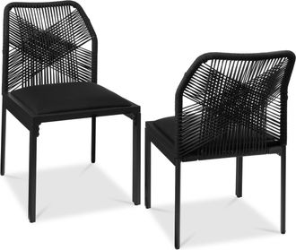 Best Choice Products Set of 2 Indoor/Outdoor Aluminum Woven Side Dining Chairs w/ All-Weather Rope