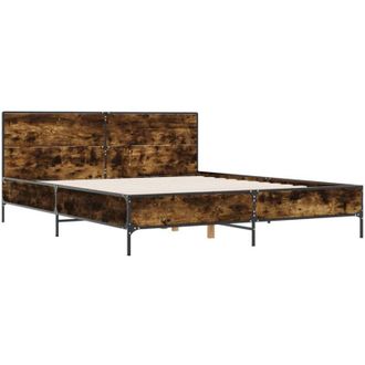 vidaXL Bed Frame without Mattress Smoked Oak 120x200 cm Vidaxl