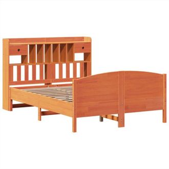 vidaXL Bookcase Bed without Mattress Wax Brown 160x200cm Solid Wood Pine Vidaxl