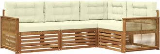vidaXL Conjunto De Sof&aacute;s De Exterior 4 Uds. Natural Y Crema Vidaxl