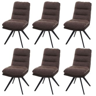 Hhg Hhg - Juego De 6 Sillas De Comedor 847, Silla De Cocina Silla, Giratoria Auto-posici&oacute;n De Tela Mvg, Marr&oacute;n-marr&oacute;n Oscuro