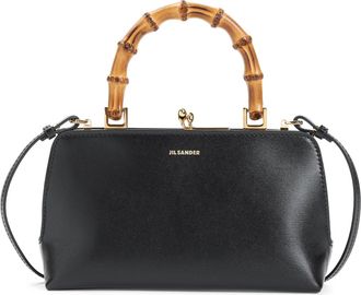 Jil Sander Black Leather Goji Mini Bamboo Bag-Donna