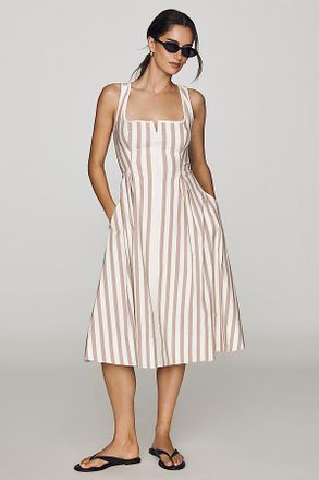 Maeve Arlette Square-Neck Piped Midi Dress by Maeve